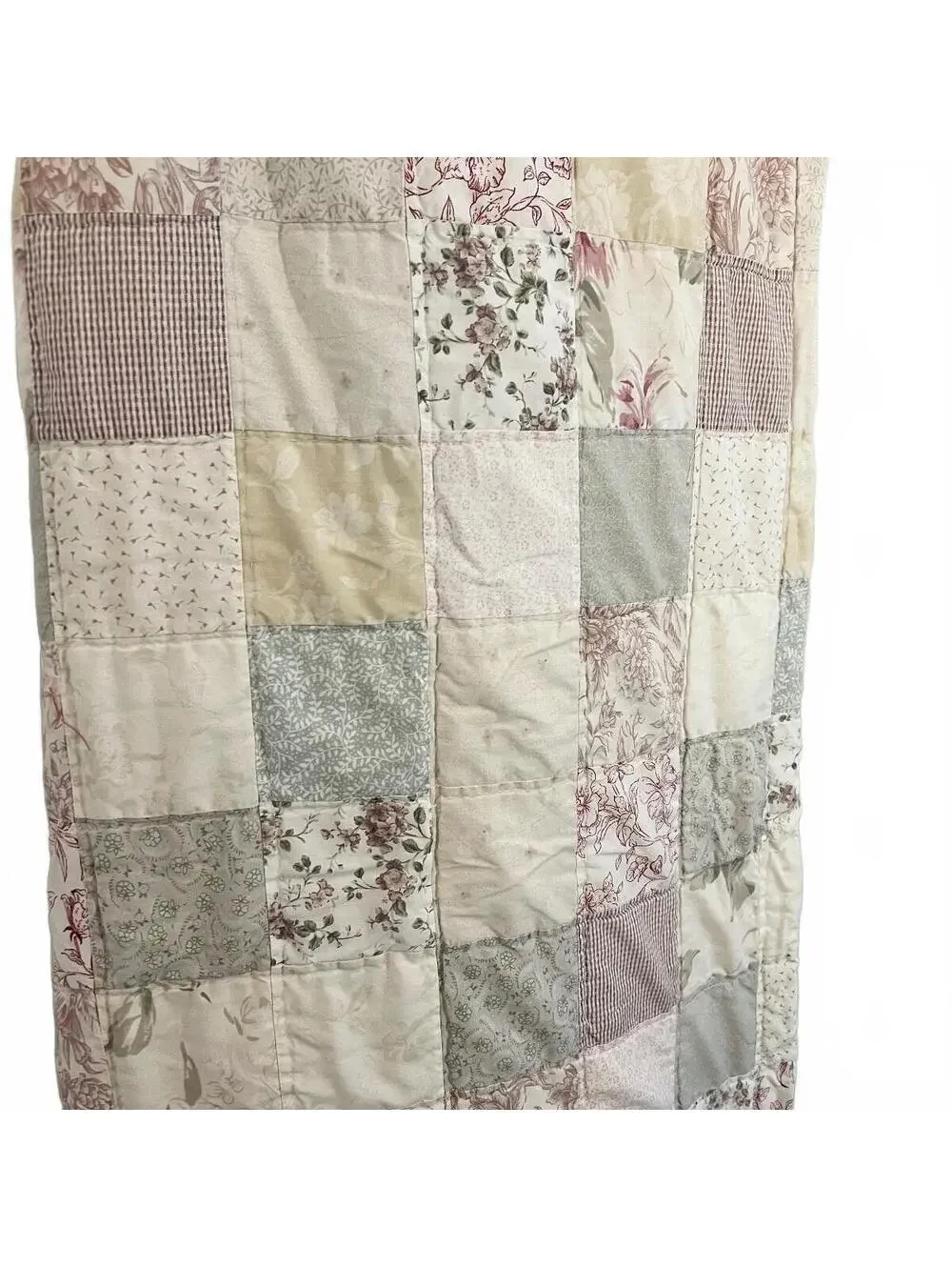Vintage Floral Postage Stamp Patchwork Comforter Quilt Farmhouse Cottage